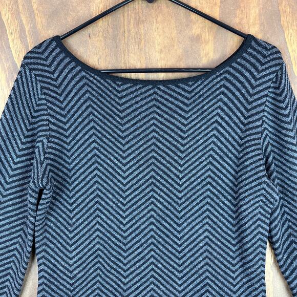 Kerisma Womens Sweater Black Gray Stripe Cashmere Blend Crew Neck Medium - Picture 12 of 13